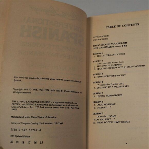 Conversational Spanish  A Complete Course in Everyday Spanish 1985 Paperback - Picture 7 of 11